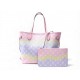 NEUF SAC A MAIN LOUIS VUITTON NEVERFULL MM EN TOILE ESCALE PASTEL M45270 2800€