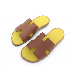 NEUF CHAUSSURES HERMES SANDALES IZMIR H221824ZH 39 EN CUIR ESPOM GOLD JAUNE 665€