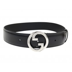 NEUF CEINTURE GUCCI BLONDIE 703147 BOUCLE LOGO GG ENTRELACES CUIR NOIR T70 440€