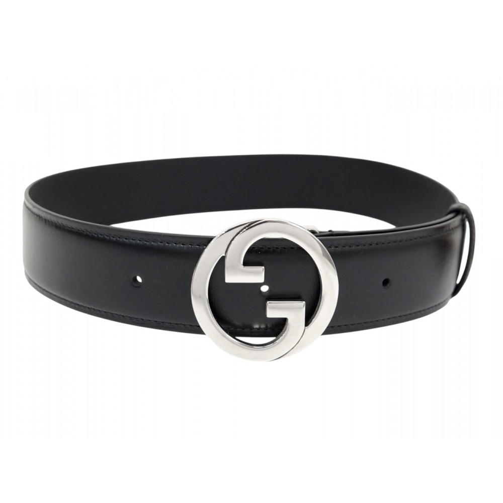 NEUF CEINTURE GUCCI BLONDIE 703147 BOUCLE LOGO GG ENTRELACES CUIR NOIR T70 440€