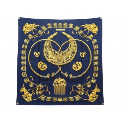 NEUF VINTAGE FOULARD HERMES CAVALIERS D'OR 1ERE EDITION CARRE 90 SOIE SCARF 580€
