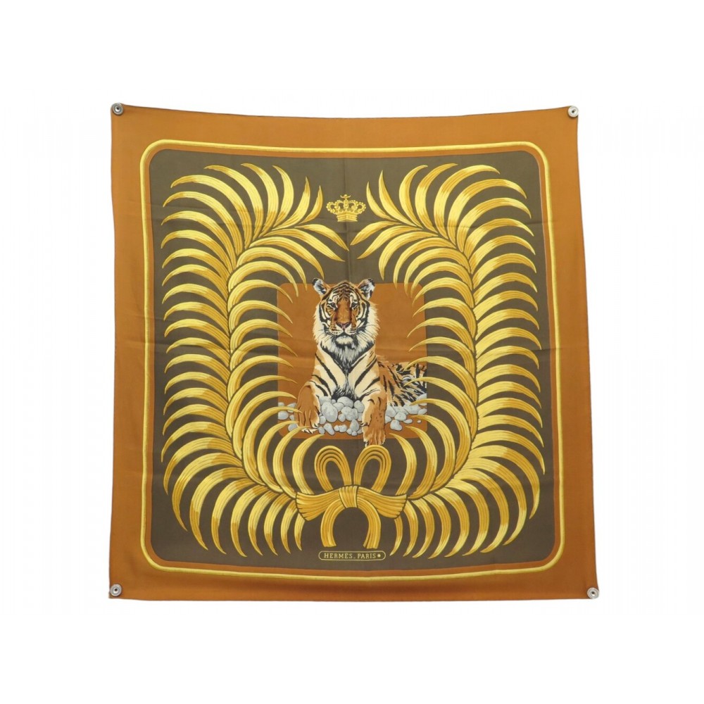 VINTAGE FOULARD HERMES TIGRE ROYAL 1ERE EDITION 1977 CARRE 90 EN SOIE SCARF 580€