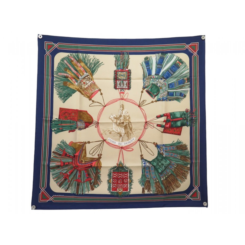 NEUF FOULARD HERMES CUIRS DU DESERT DE LA PERRIERE CARRE 90 SOIE SILK SCARF 580€