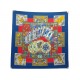 VINTAGE FOULARD HERMES LE TARROT ANNIE FAIVRE CARRE 90 EN SOIE BLEUE SCARF 580€