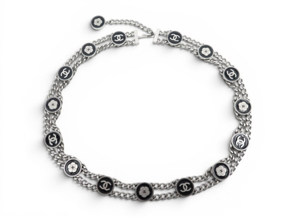 ceinture chanel t80 chaine en metal medaillons loco cc