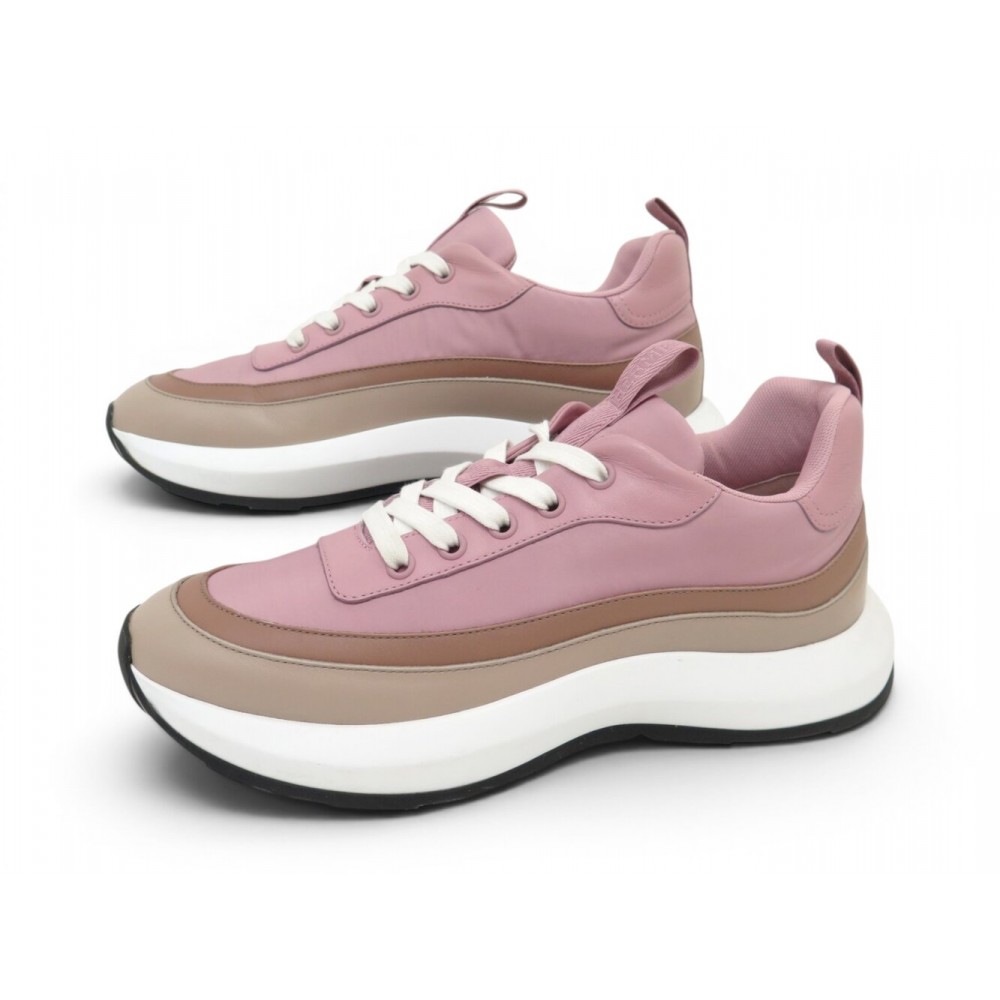 CHAUSSURES HERMES GRAMME H232115Z BASKETS 39 TOILE ET CUIR SNEAKERS SHOES 950€