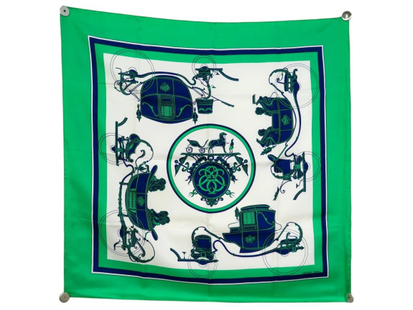  foulard hermes ex libris carre soie 90 vert