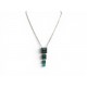NEUF COLLIER PHILIPPE FERRANDIS PIERRES TAILLEES VERTES EN METAL DORE NECKLACE
