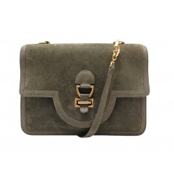 VINTAGE SAC A MAIN HERMES SANDRINE EN CUIR VEAU DOBLIS KAKI BANDOULIERE HAND BAG