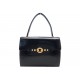 VINTAGE SAC A MAIN HERMES BOUTONNIERE EN CUIR BOX NOIR BLACK LEATHER BAG PURSE
