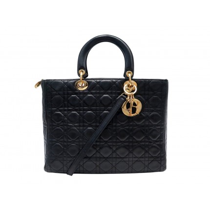 SAC A MAIN CHRISTIAN DIOR LADY LARGE M0566 BANDOULIERE EN CUIR CANNAGE BAG 6200€