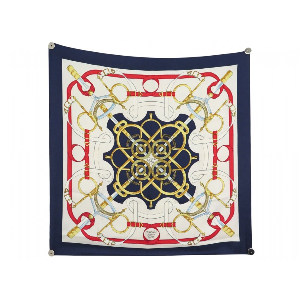 VINTAGE FOULARD HERMES EPERON D'OR HENRI D'ORIGNY CARRE 90 SOIE SILK SCARF 580€