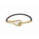BRACELET HERMES JUMBO CUIR MARRON & METAL DORE 17.5 CM LEATHER BANGLE STRAP 325€