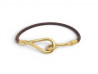 bracelet hermes jumbo cuir marron metal dore 17.5 cm