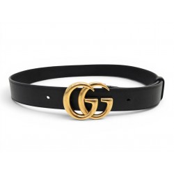 CEINTURE GUCCI BOUCLE GG MARMONT 414516 T70 EN CUIR NOIR BLACK LEATHER BELT 430€