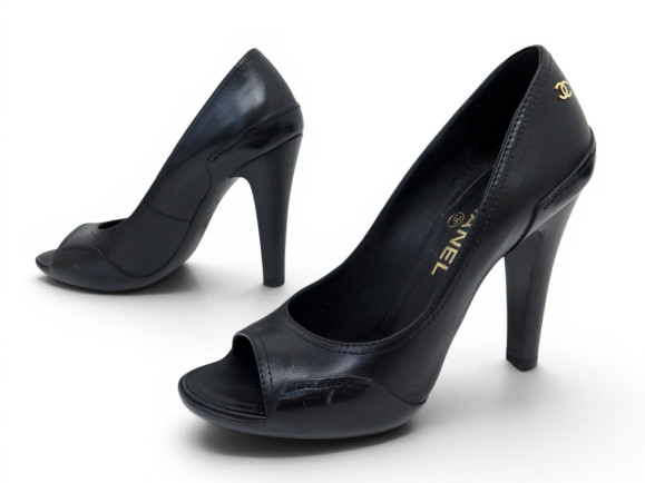 chaussures chanel escarpins g29862 38 cuir noir black