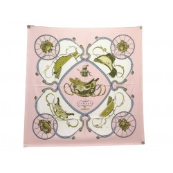 FOULARD HERMES SPRINGS PHILIPPE LEDOUX CARRE 90 SOIE ROSE PINK SILK SCARF 580€