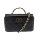 SAC A MAIN CHANEL LONG VANITY AVEC CHAINE CUIR NOIR MATELASSE BANDOULIERE 3800€