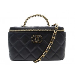 SAC A MAIN CHANEL LONG VANITY AVEC CHAINE CUIR NOIR MATELASSE BANDOULIERE 3800€