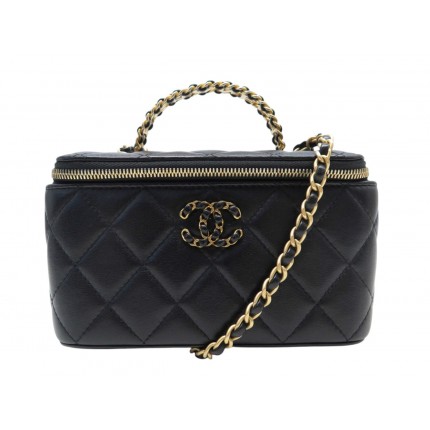 SAC A MAIN CHANEL LONG VANITY AVEC CHAINE CUIR NOIR MATELASSE BANDOULIERE 3800€