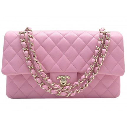 NEUF SAC A MAIN CHANEL A01112 TIMELESS CLASSIQUE MM CUIR CAVIAR ROSE BAG 10500€