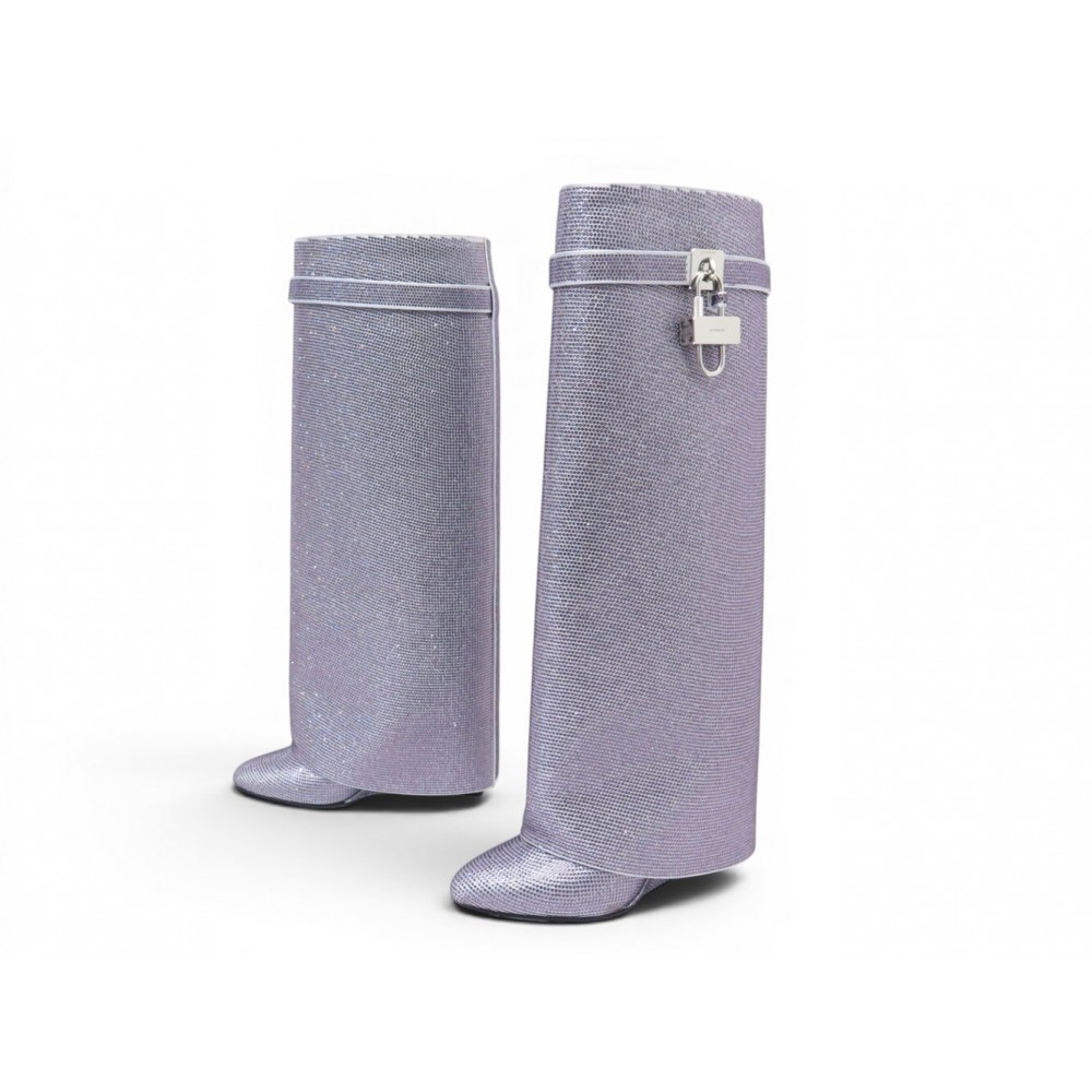 NEUF CHAUSSURES BOTTES GIVENCHY SHARK LOCK STRASS & CUIR 39 BOOTS SHOES 6000€