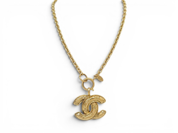  collier chanel 1990 pendendif logo cc