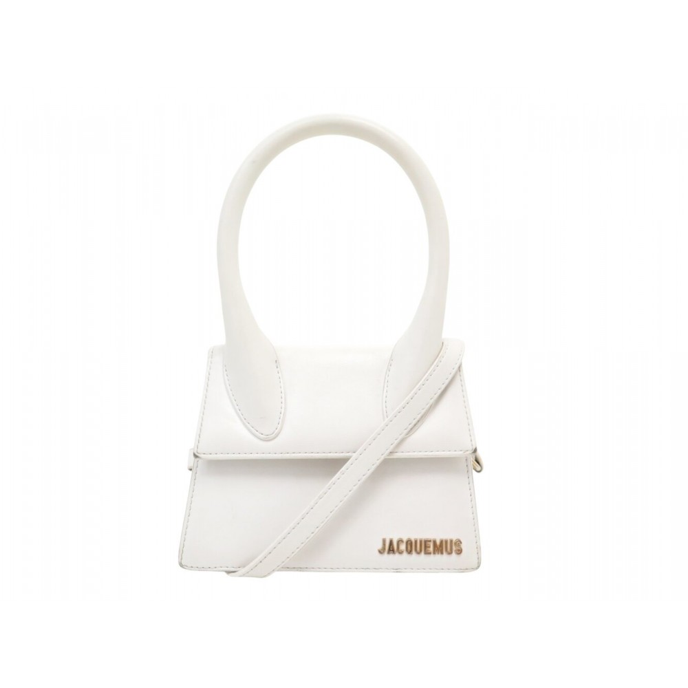 SAC A MAIN JACQUEMUS LE CHIQUITO 213BA002 CUIR BLANC BANDOULIERE HAND BAG 720€