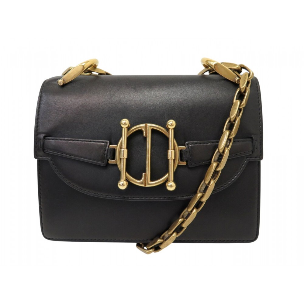 SAC A MAIN CHRISTIAN DIOR DIRECTION CHAINE BANDOULIERE CUIR NOIR HAND BAG 2800€