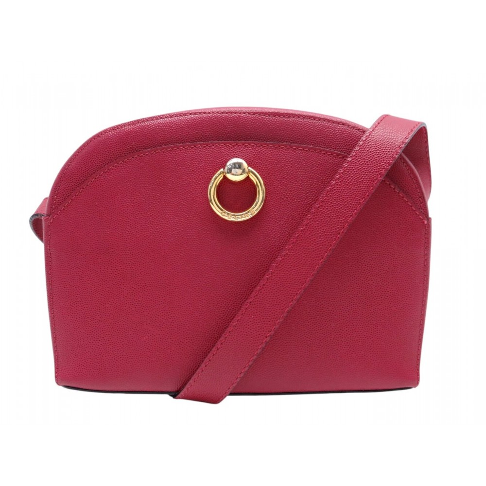 VINTAGE SAC A MAIN CELINE CUIR GRAINE ROUGE BANDOULIERE LEATHER PURSE HAND BAG