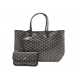 NEUF SAC A MAIN GOYARD SAINT LOUIS PM EN TOILE GOYARDINE NOIRE POCHETTE TOTE BAG