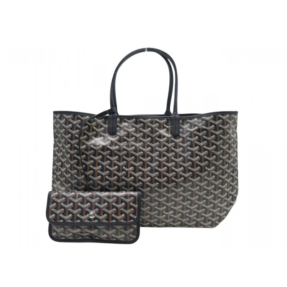 NEUF SAC A MAIN GOYARD SAINT LOUIS PM EN TOILE GOYARDINE NOIRE POCHETTE TOTE BAG