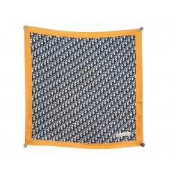 FOULARD CHRISTIAN DIOR MONOGRAMME OBLIQUE CARRE 70 SOIE ORANGE SILK SCARF 390€