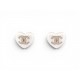 NEUF BOUCLES D'OREILLES CHANEL COEUR LOGO CC STRASS EN METAL DORE EARRINGS 850€