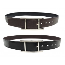 CEINTURE HERMES QUENTIN REVERSIBLE T90 CUIR BOX NOIR & TOGO CHOCOLAT BELT 980€