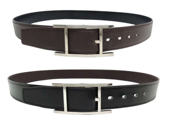 ceinture hermes quentin reversible t90 cuir box noir