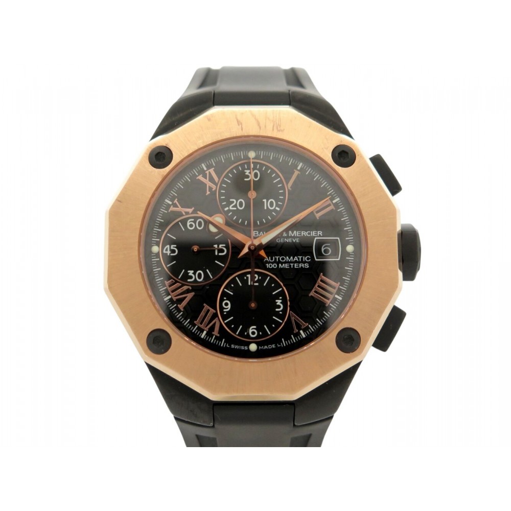 MONTRE BAUME ET MERCIER RIVIERA CHRONOGRAPHE 65585 43MM ACIER OR ROSE AUTO 7000€