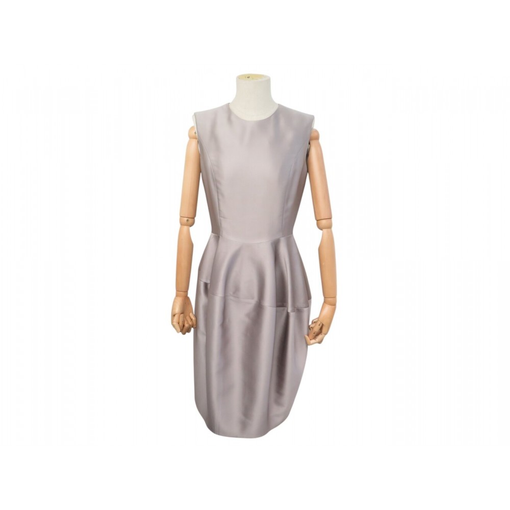 ROBE YVES SAINT LAURENT 207466 DRAPEE FW 2008 EN SOIE GRISE 40 M GREY SILK DRESS