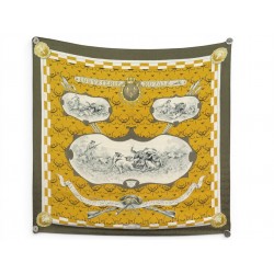 VINTAGE FOULARD HERMES LOUVETERIE ROYALE HALLO CARRE 90 SOIE BROCHEE SCARF 580€