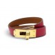 BRACELET HERMES KELLY DOUBLE TOUR EN CUIR SWIFT ROUGE H064642 S 16CM BANGLE 655€