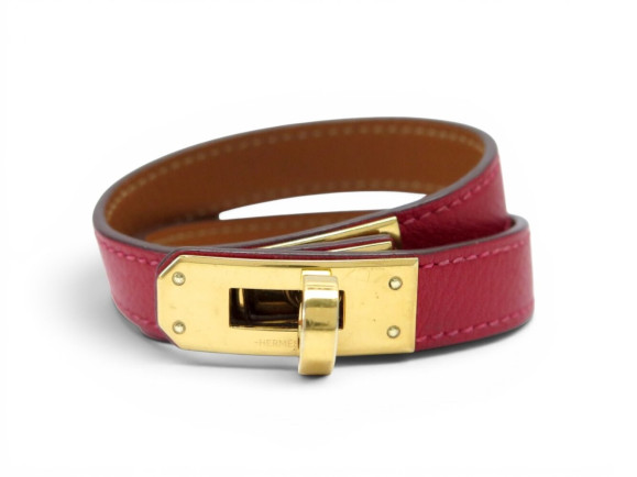 bracelet hermes kelly double tour en cuir swift rouge