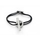 BRACELET HERMES SKIPPER EN ARGENT MASSIF 925 AVEC CORDON NOIR 17.5CM SILVER 550€