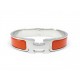NEUF BRACELET HERMES CLIC H ARGENTE EMAIL ORANGE H700001FP8APM 16CM BANGLE 690€