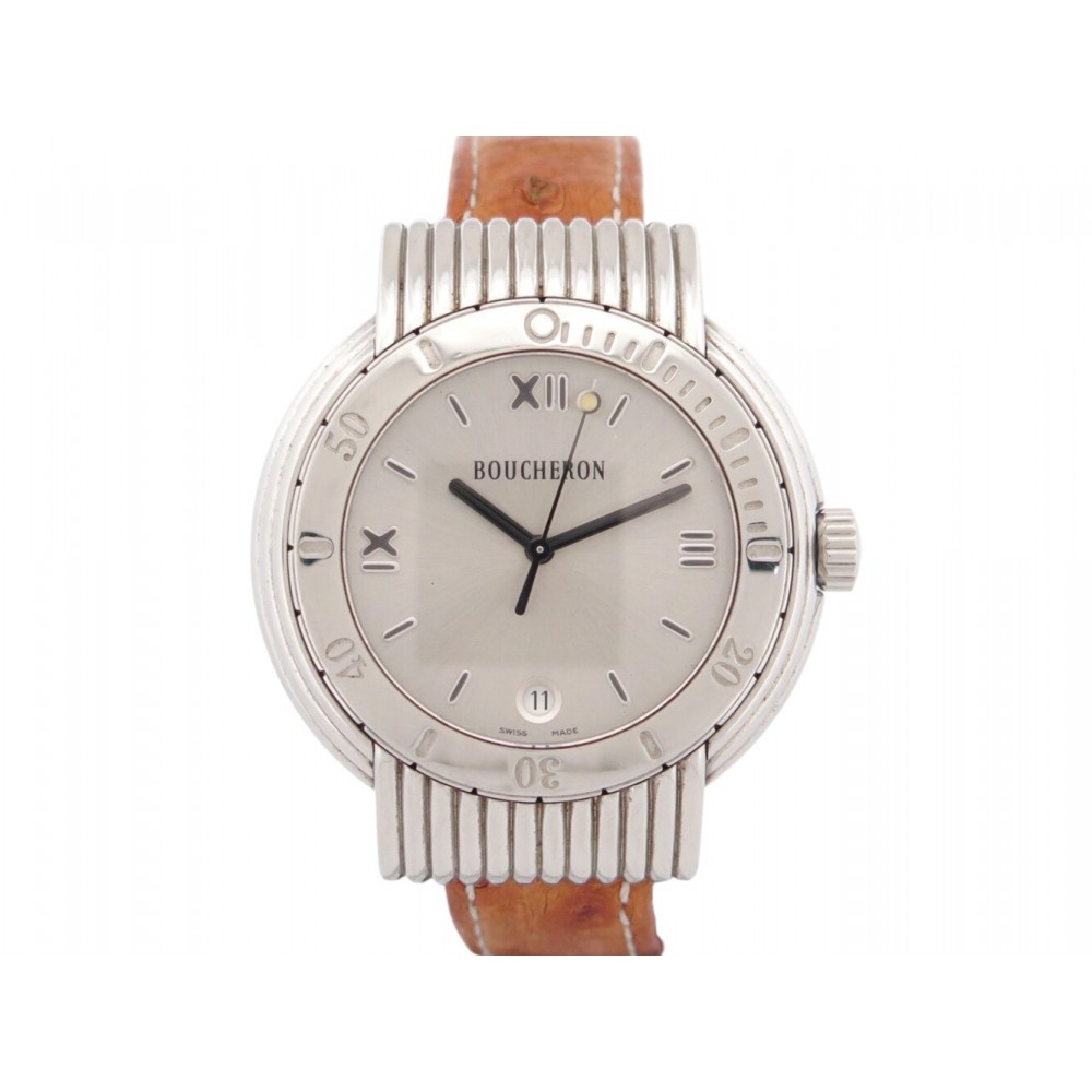 MONTRE BOUCHERON REFLET SOLICE EN ACIER PALLADIE 37MM QUARTZ STEEL WATCH 4500€