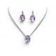 NEUF PARURE COLLIER & BOUCLES D'OREILLES CHRISTIAN LACROIX AMETHYSTE EN ARGENT