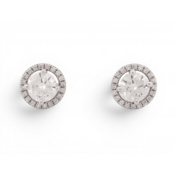 NEUF BOUCLES D'OREILLES PUCES SOLITAIRES DIAMANTS 1.7CT OR BLANC 18K EARRINGS