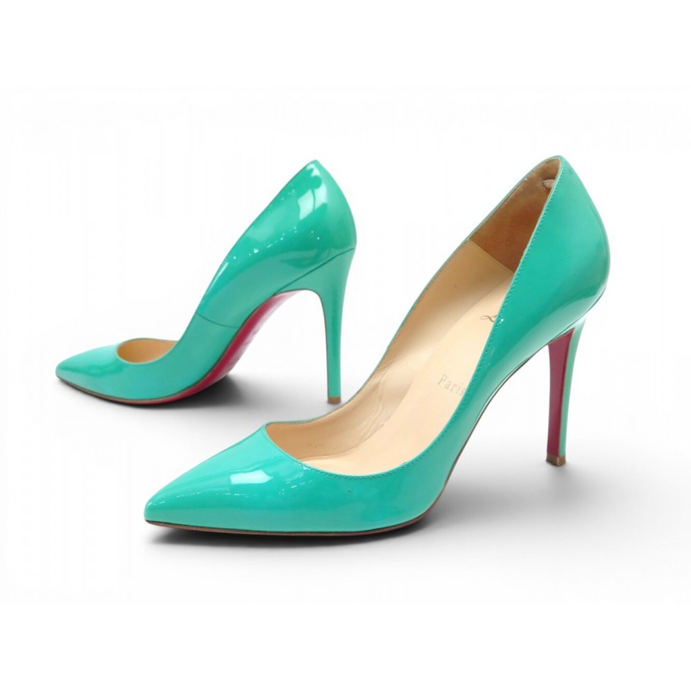 CHAUSSURES CHRISTIAN LOUBOUTIN ESCARPINS PIGALLE 100 37.5 CUIR VERNIS VERT 745€