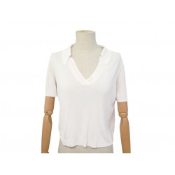 NEUF POLO HERMES T SHIRT MANCHES COURTES ECRU M 40 EN VISCOSE WHITE TOP 860€