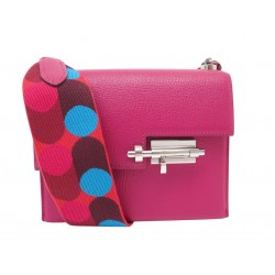NEUF SAC A MAIN HERMES VERROU MINI BANDOULIERE CUIR CHEVRE MYSORE FUSHIA ANEMONE