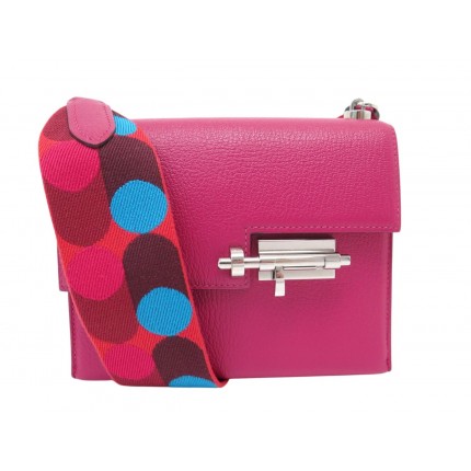NEUF SAC A MAIN HERMES VERROU MINI BANDOULIERE CUIR CHEVRE MYSORE FUSHIA ANEMONE